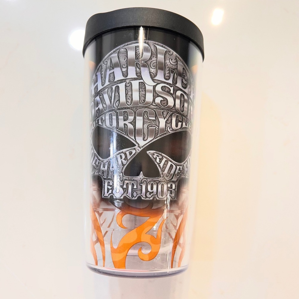 Harley Davidson Tervis Tumbler 16oz Willie G Skull Flame Insulated Travel Mug